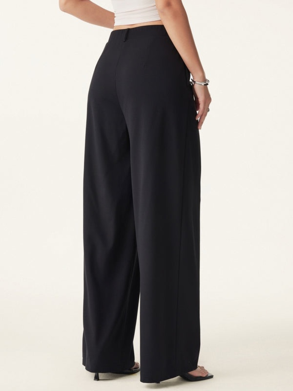 OGL Drapey Bamboo Ponte Mid Rise Wide Leg Trouser with Pockets Black NWT X Small - Picture 7 of 16